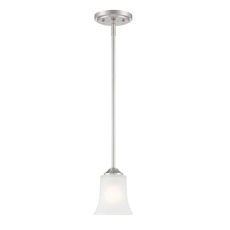 Designers Fountain Bronson 60 Watt 1 Light Brushed Nickel Mini-Pendant with Frosted Glass Shade D278M-5P-BN